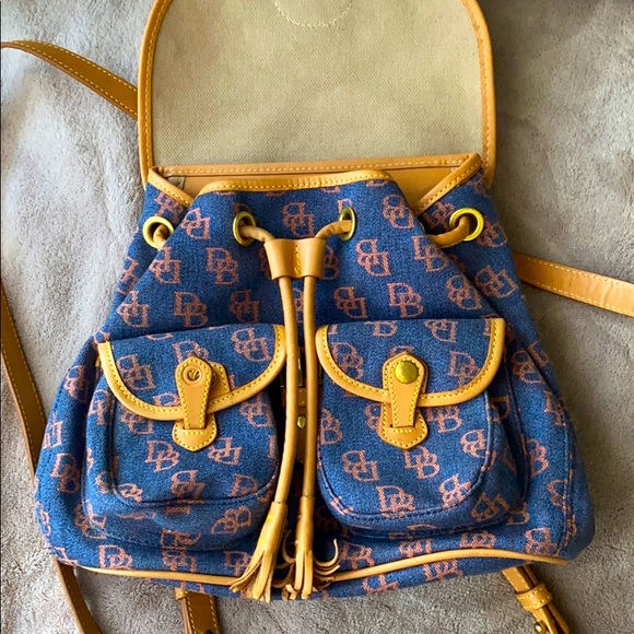 Dooney and Bourke mini monogram denim backpack - Picture 2 of 6